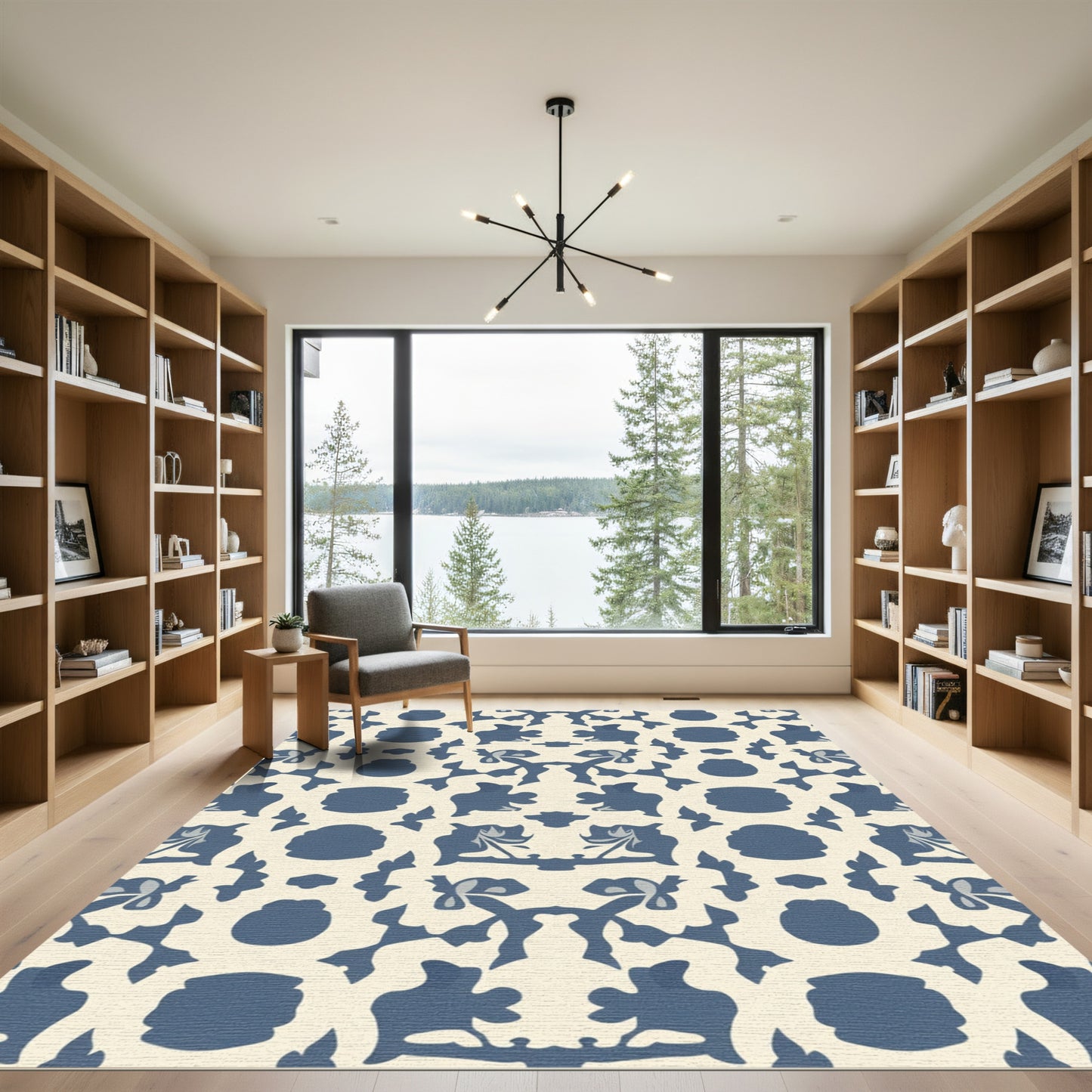 Indigo And Cream Medieval Ornament Rug
