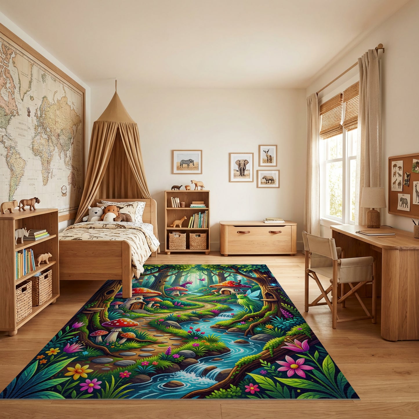 Whimsical Enchanted Mushroom Fairy Forest Rug