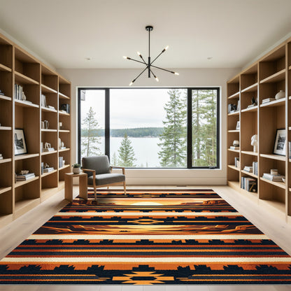 Earthy Southwestern Canyon Sunset Striped Texture Rug