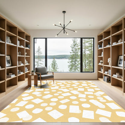 Golden Yellow Scattered Shapes Rug