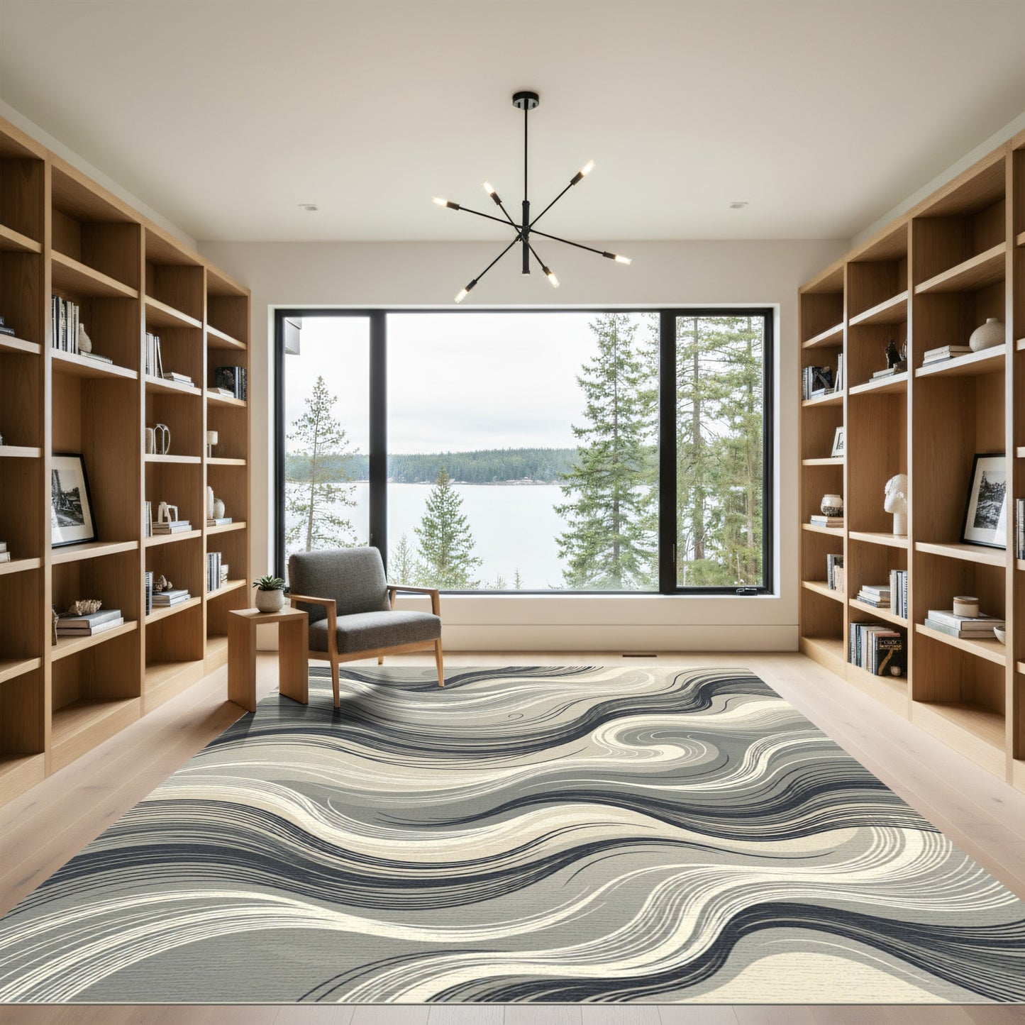Monochromatic Abstract Flowing Wave Rug