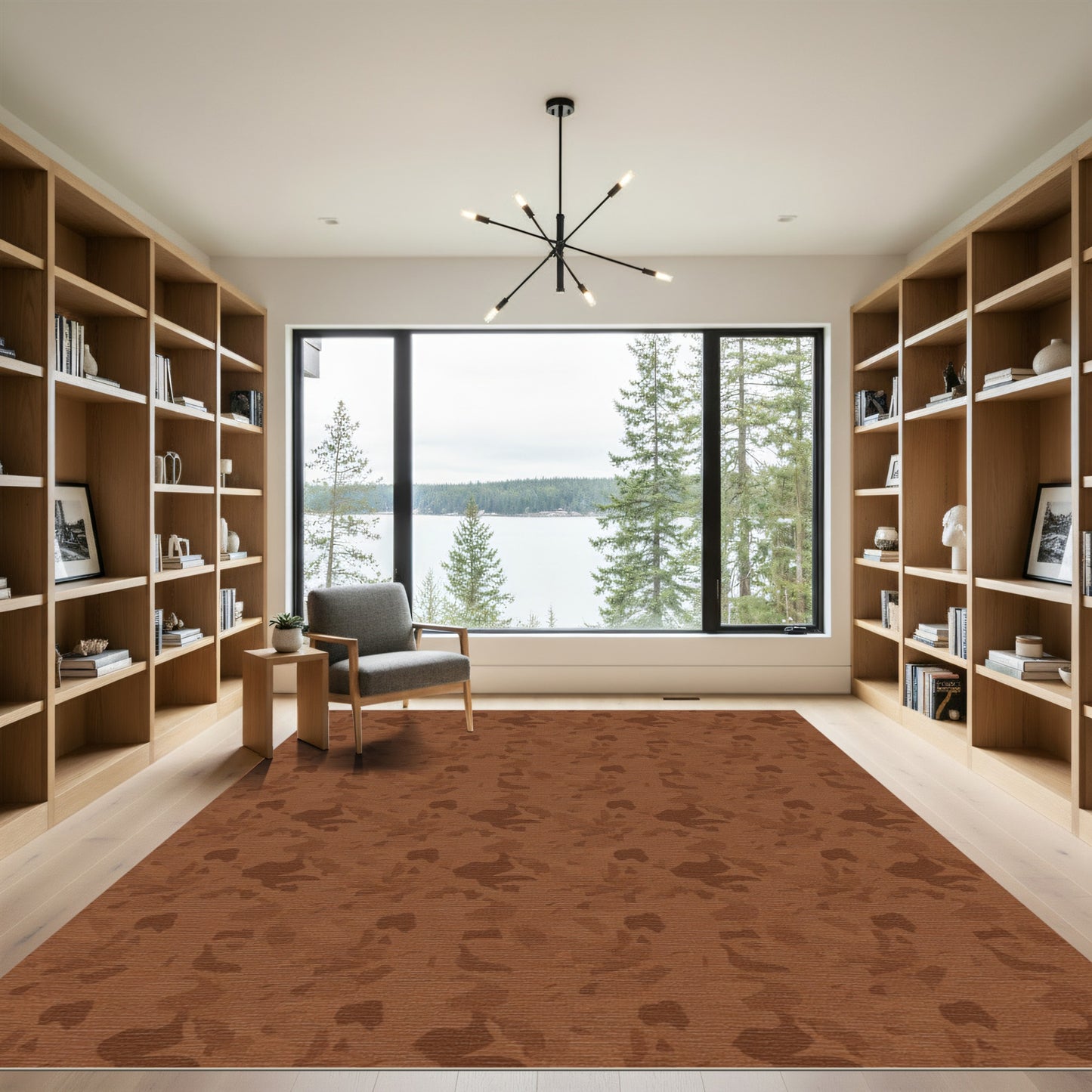 Earthy Brown Camouflage Abstract Clouds Rug