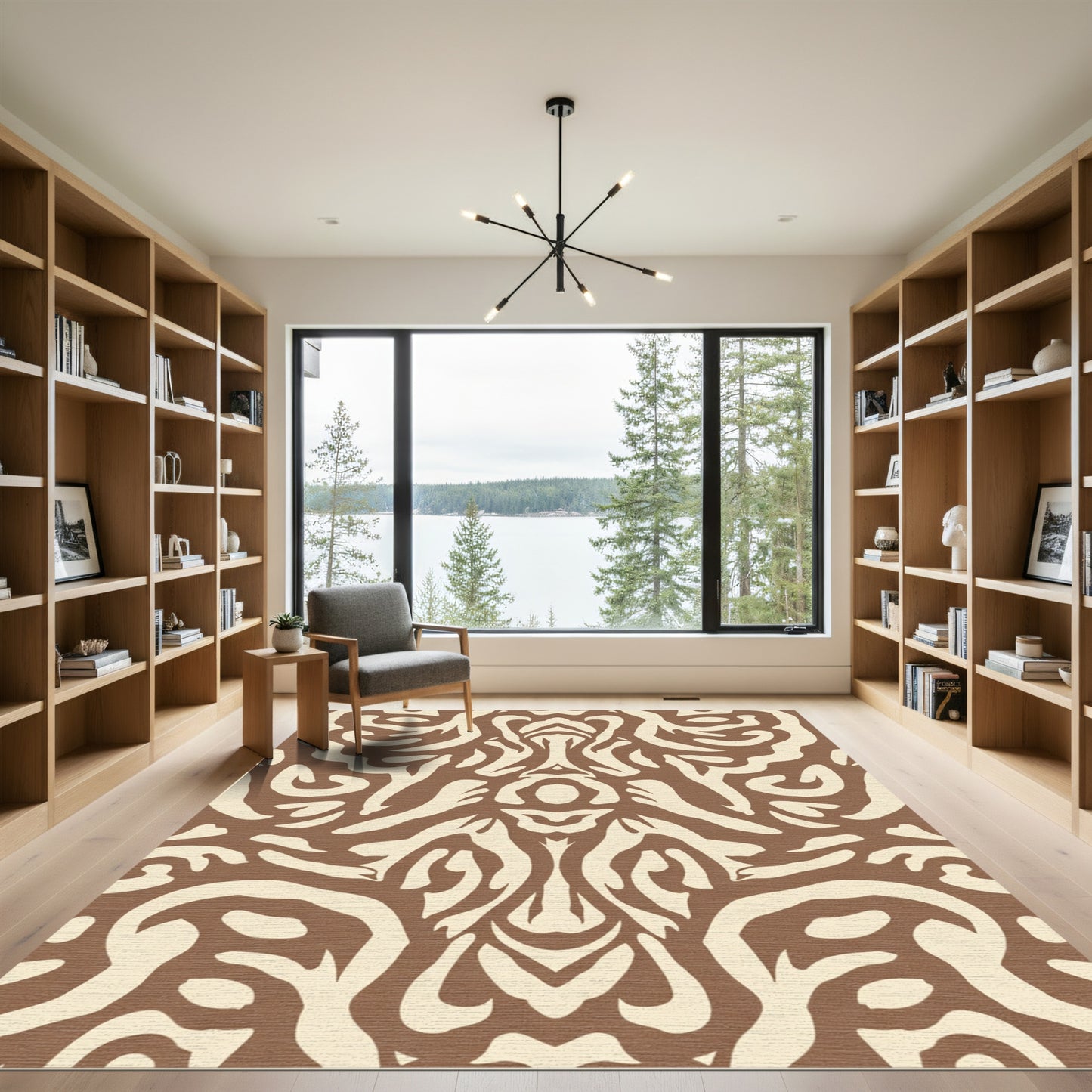 Brown Cream Organic Inlay Rug