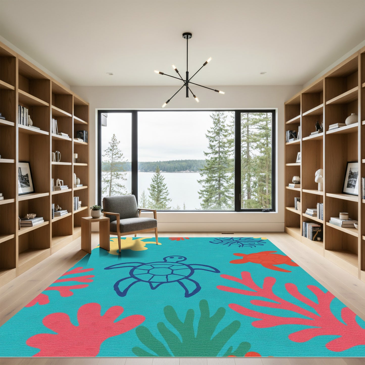 Oceanic Turtles Coral Reef Creatures Rug