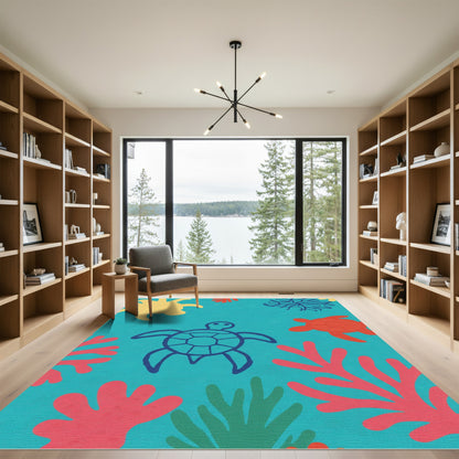 Oceanic Turtles Coral Reef Creatures Rug