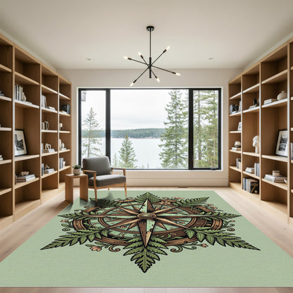 Botanical Fern Compass Sage Area Rug