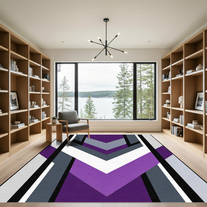 Modern Purple Gray Chevron Geometric Rug