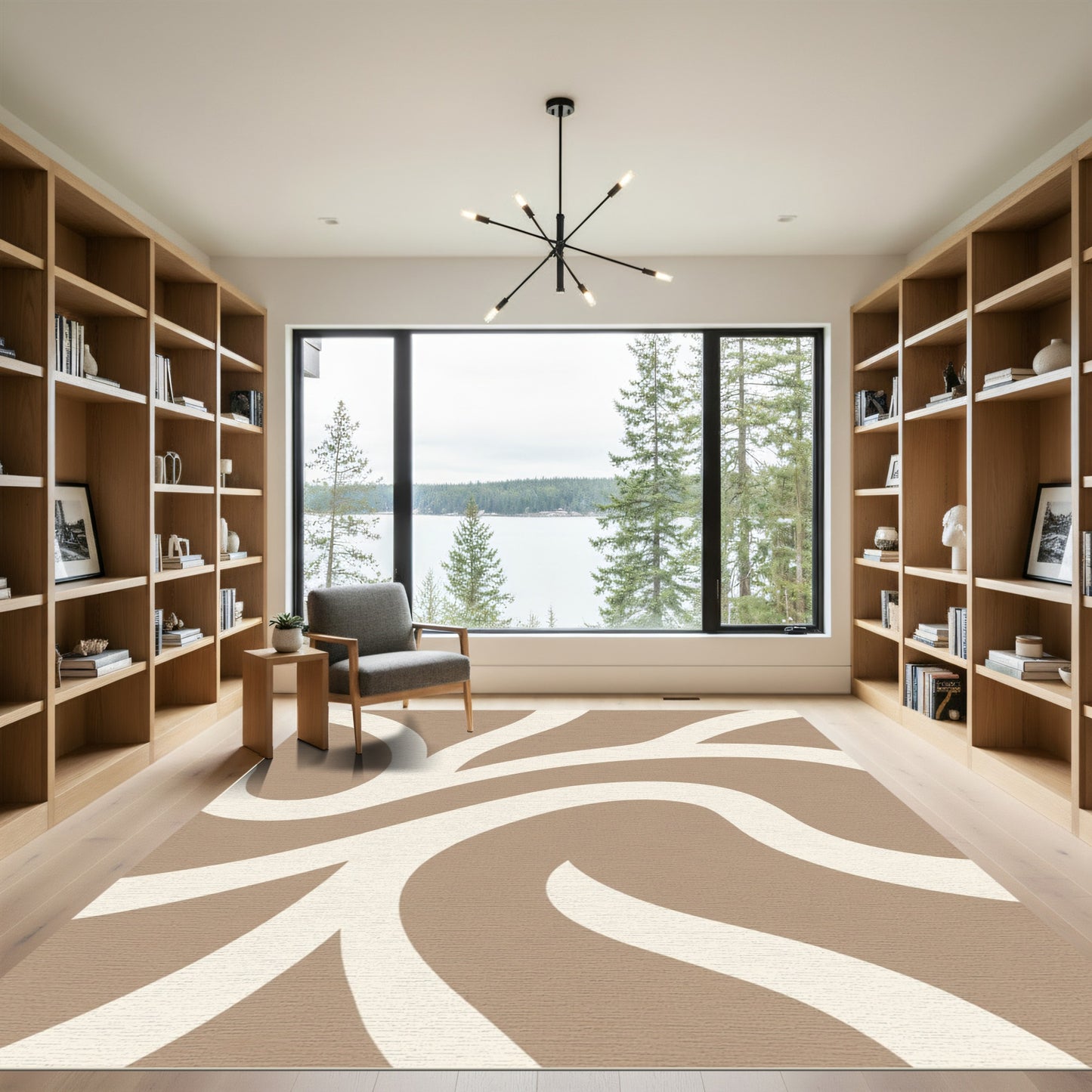 Creamy Beige Abstract Swirl Rug