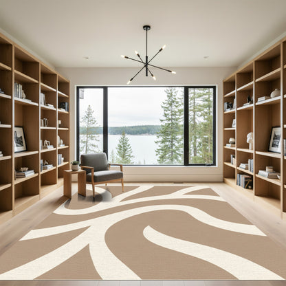 Creamy Beige Abstract Swirl Rug