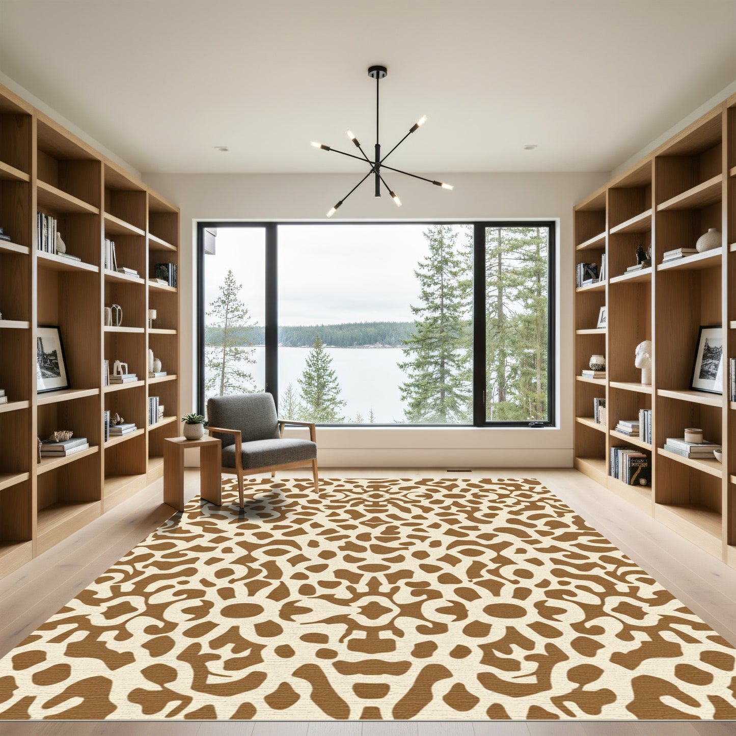 Brown Cream Organic Sunburst Rug