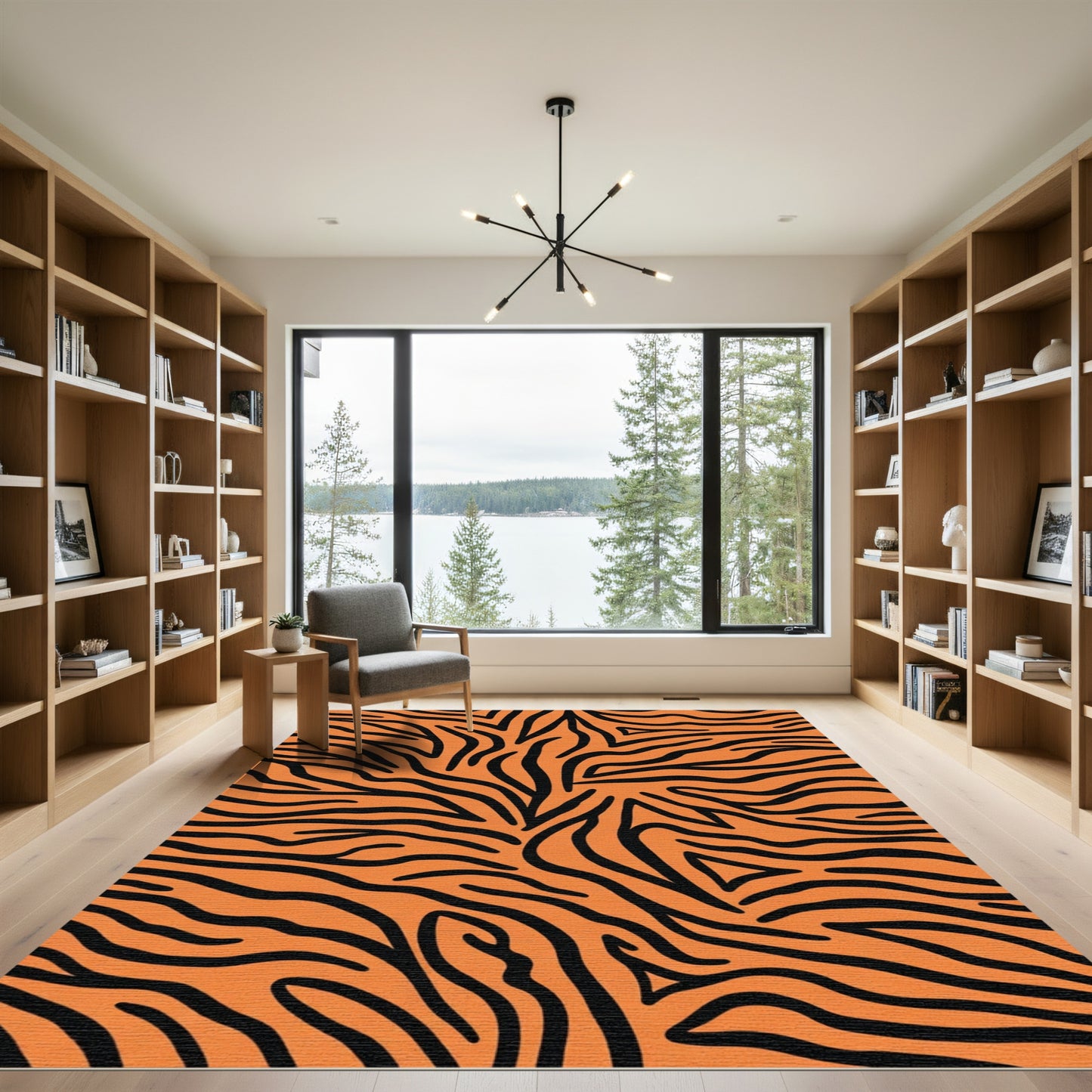 Bold Orange Black Animal Print Rug