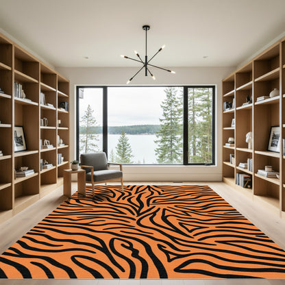 Bold Orange Black Animal Print Rug