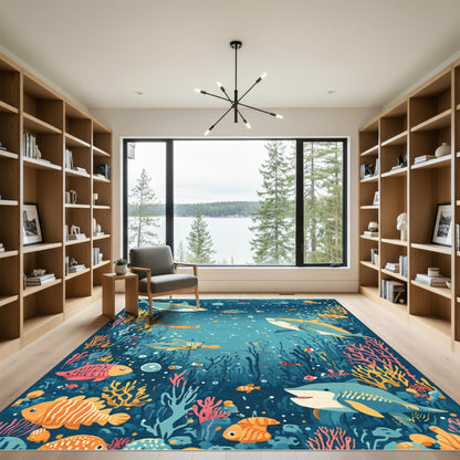 Ocean Reef Sharks And Fish Rug
