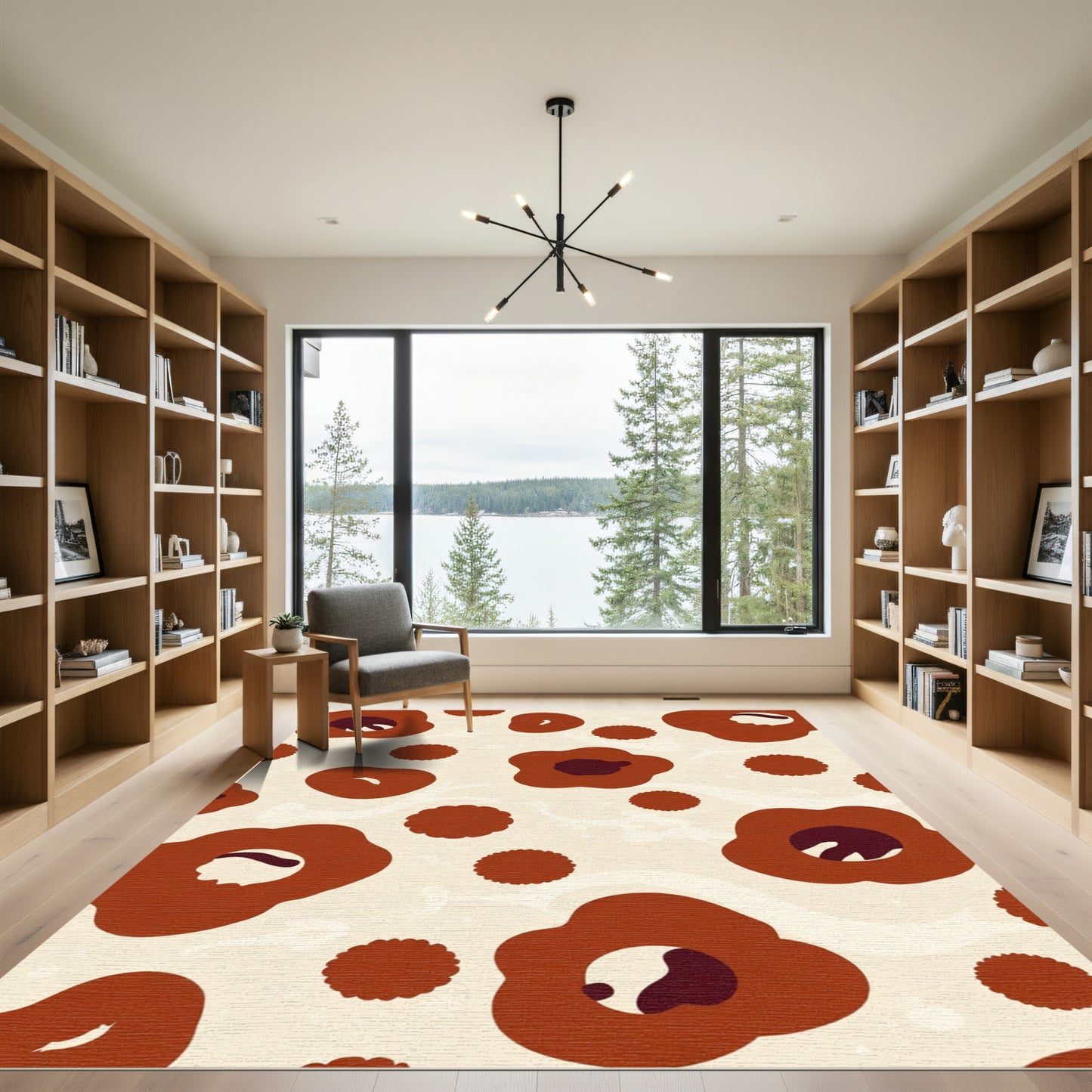 Terracotta Floral Abstract Bloom Rug