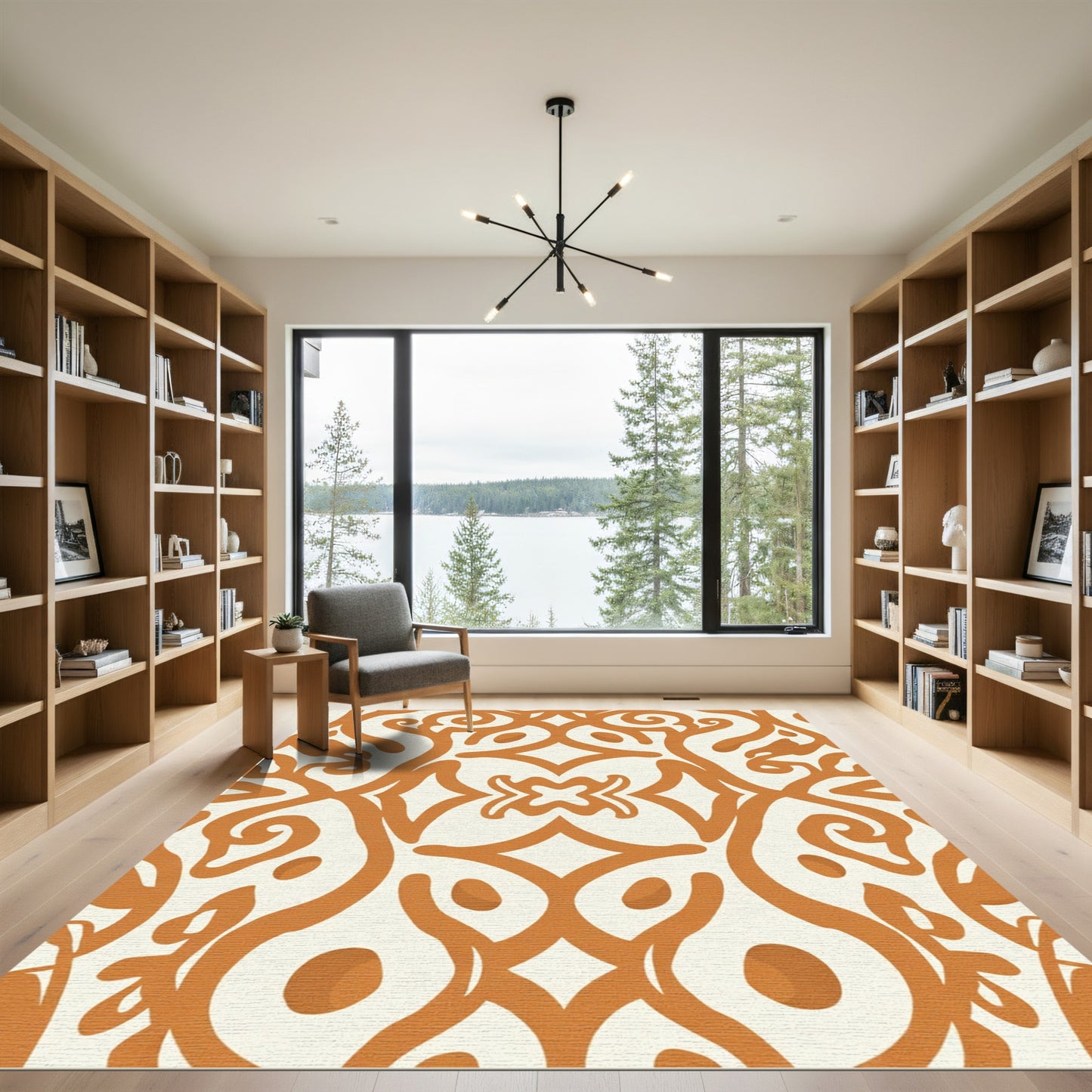 Terracotta Scrollwork Arabesque Layout Rug
