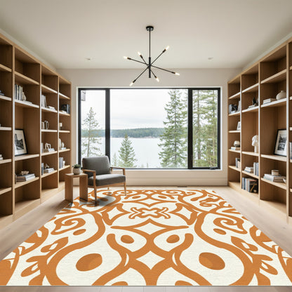 Terracotta Scrollwork Arabesque Layout Rug