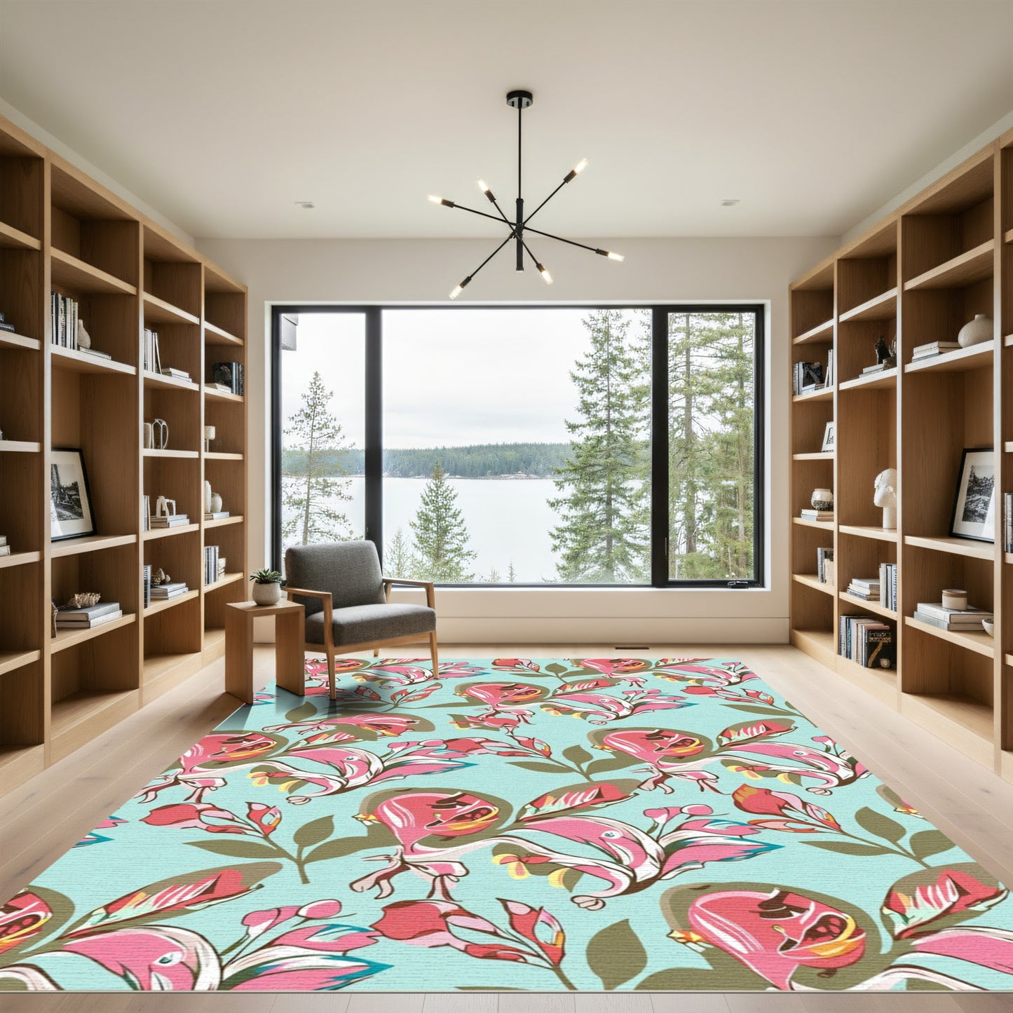 Pink Coral Bloom Abstract Floral Rug