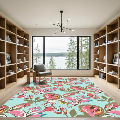 Pink Coral Bloom Abstract Floral Rug