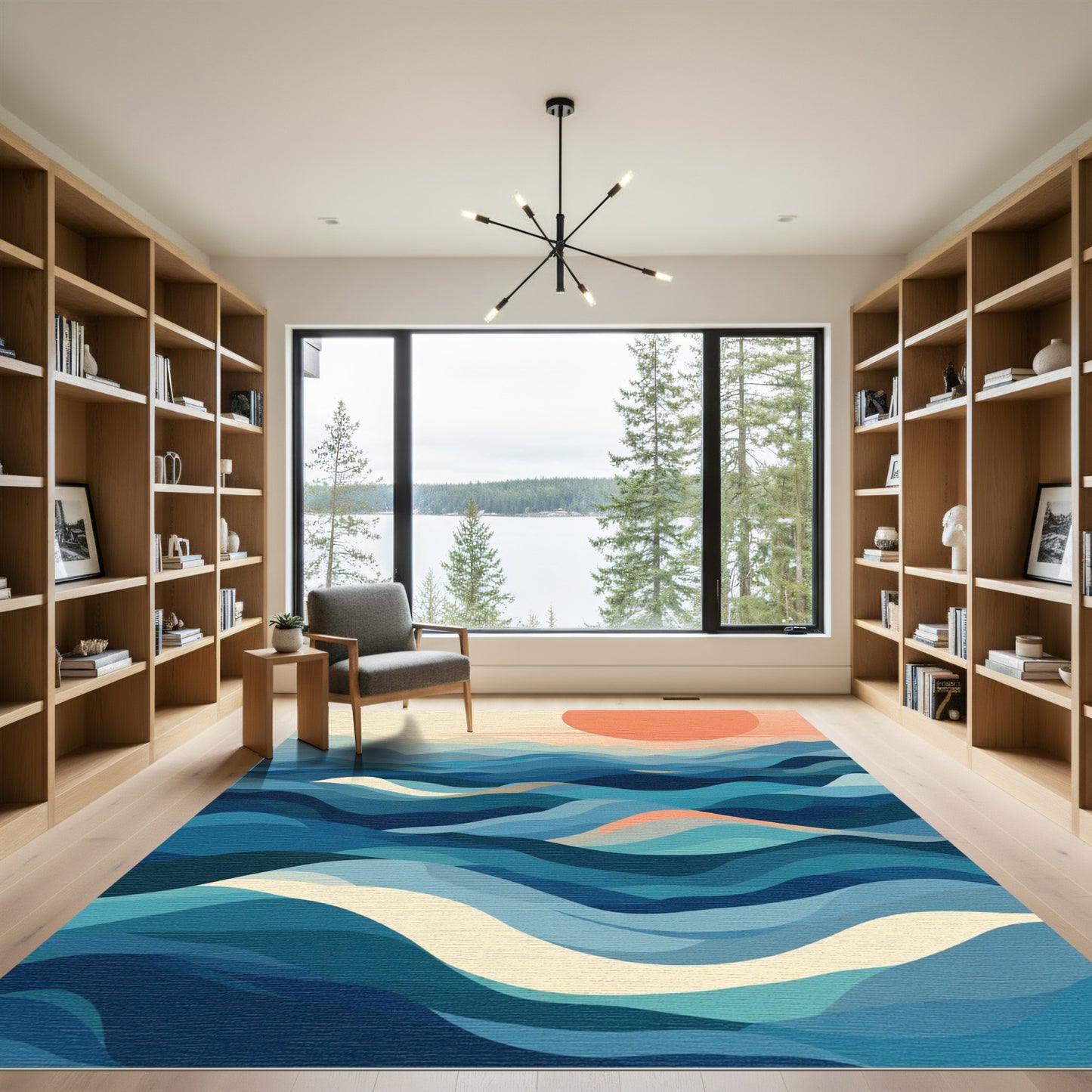 Oceanic Ripples Sunlit Horizon Rug