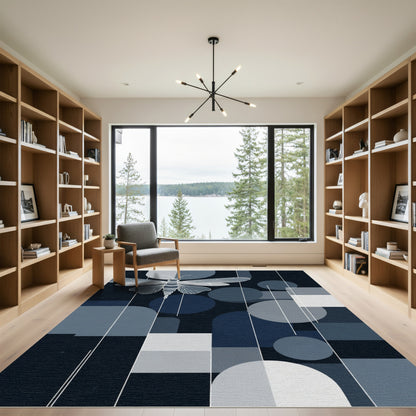 Minimalist Grey Moth Geometric Collage Rug