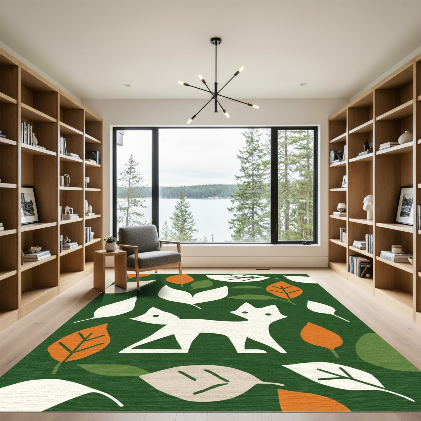 White Fox Autumn Leaf Woodland Rug