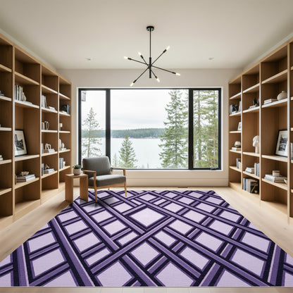 Sophisticated Violet Interwoven Diamond Lattice Rug