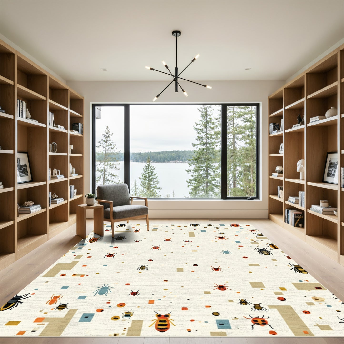 Whimsical Insect Collage Cream Rug