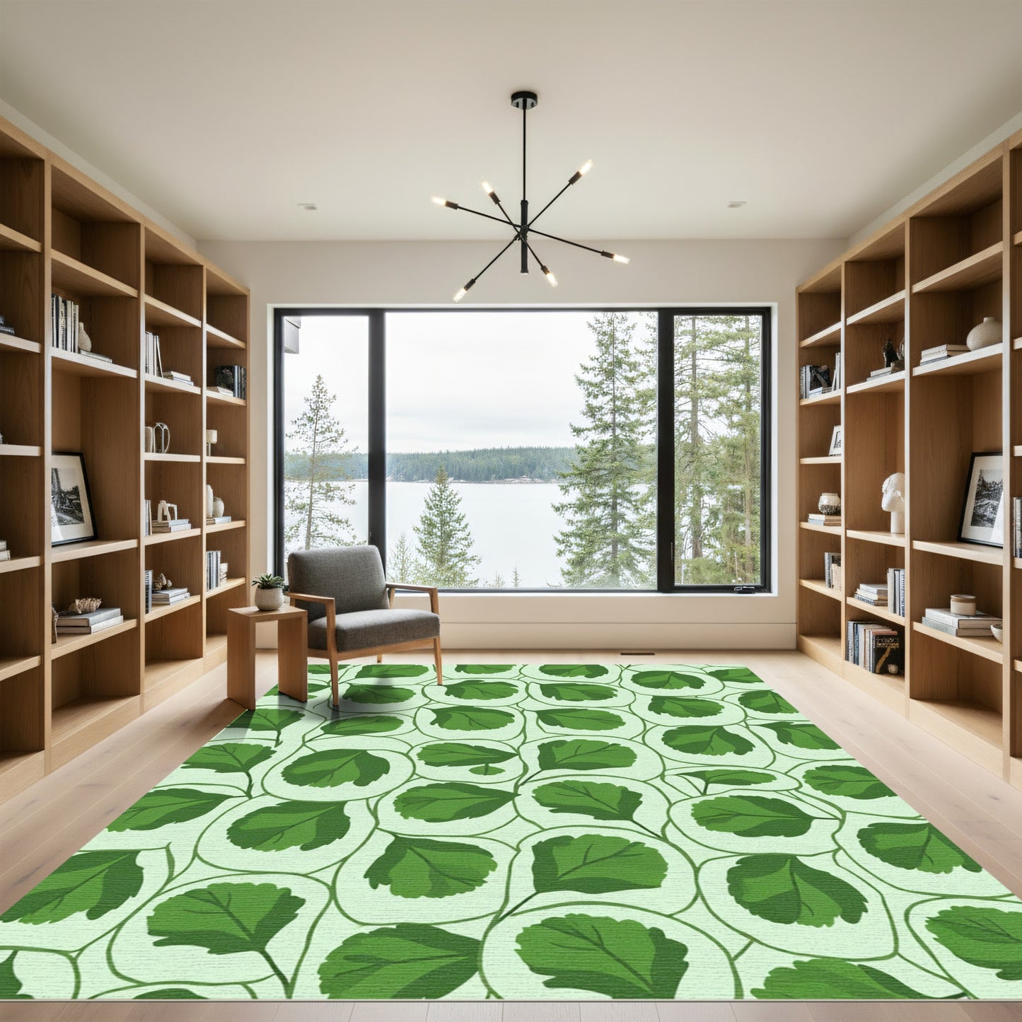 Verdant Green Leafy Vine Arrangement Rug