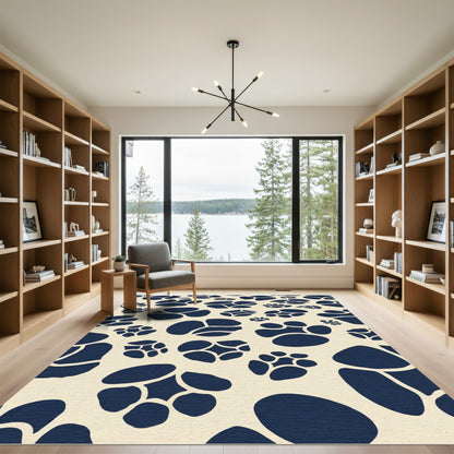 Dark Blue Abstract Clump Rug