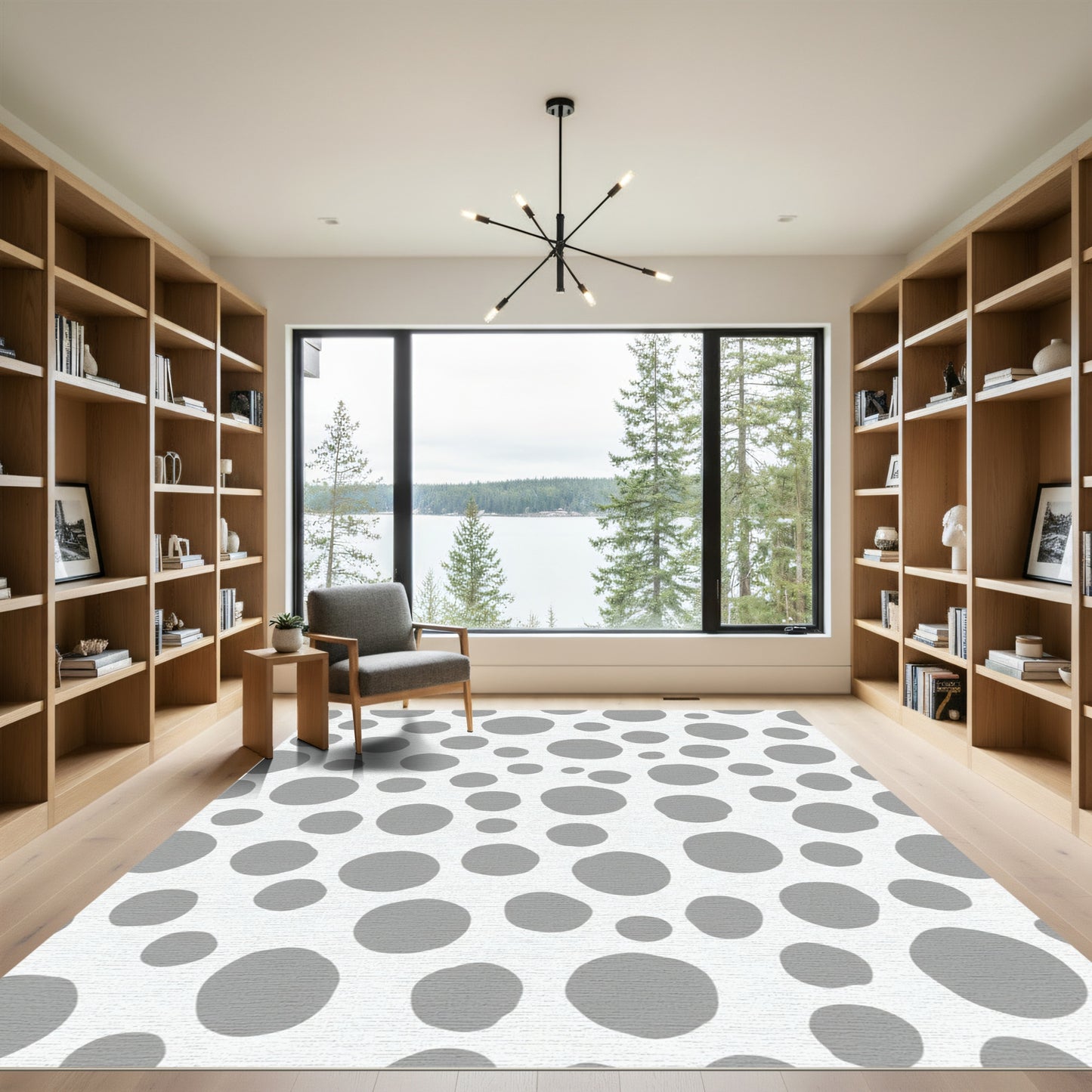 Gray Dots Scatter Art Rug