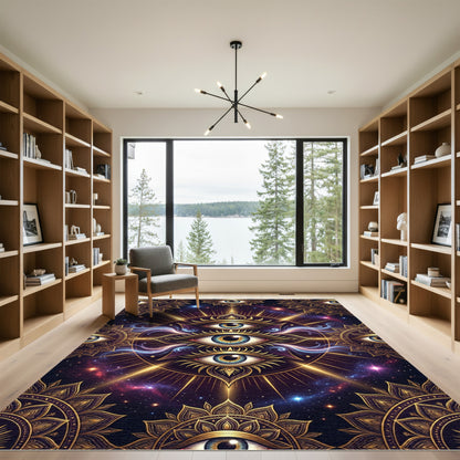 Celestial Golden Third Eye Mandala Rug