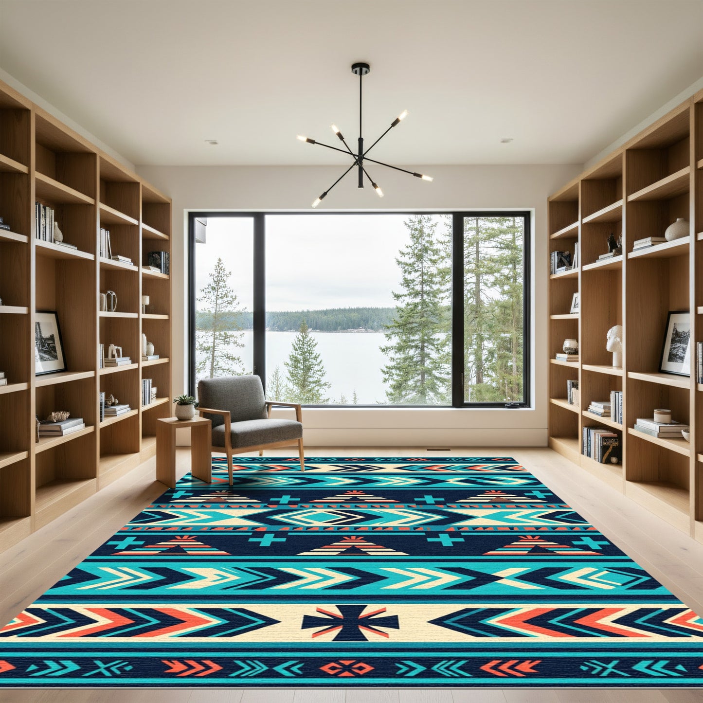 Teal Geometric Southwest Arrow Teepee Rug