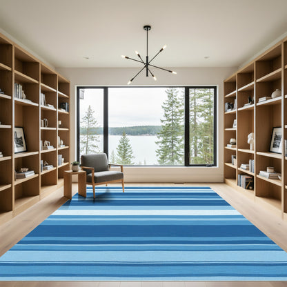 Classic Blue Horizontal Stripe Rug