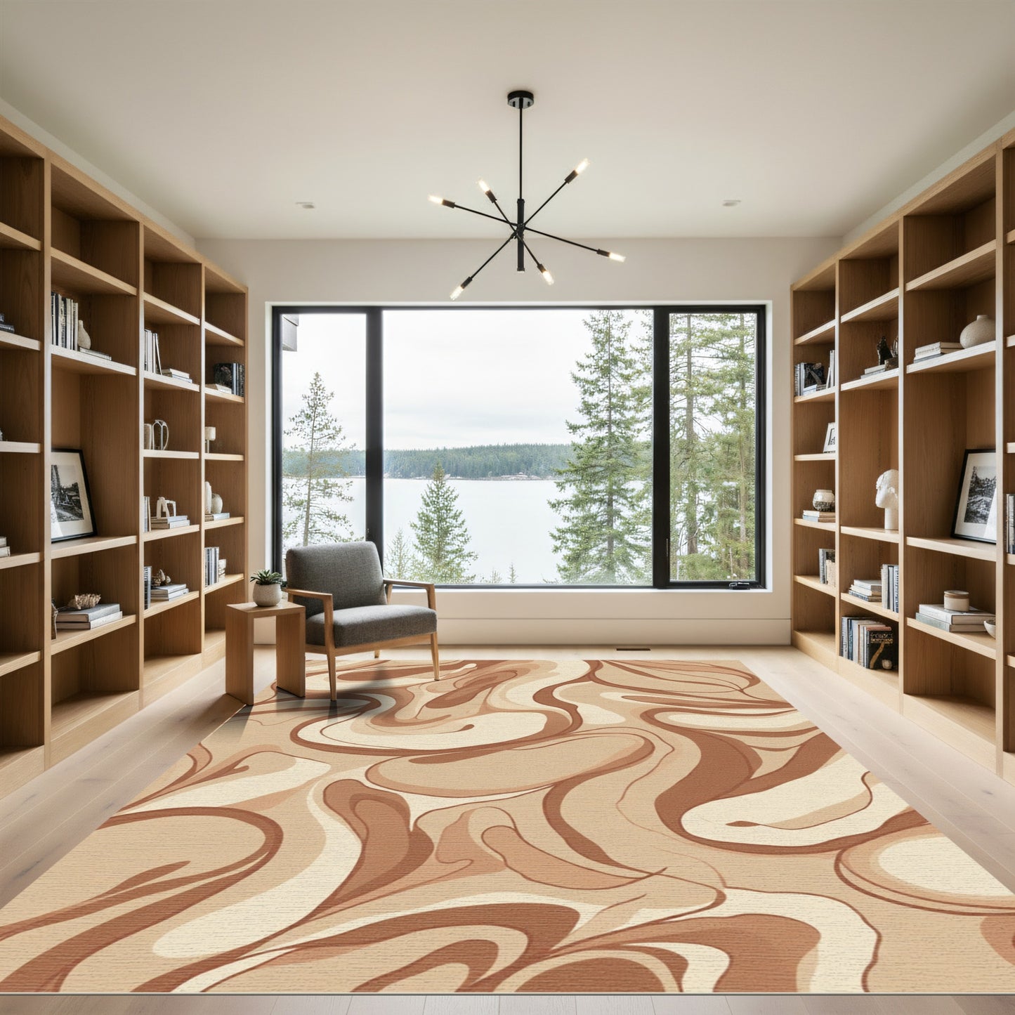 Earthy Swirl Abstract Flow Rug