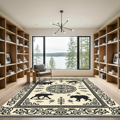 Woodland Deer Bear Flora Medallion Rug