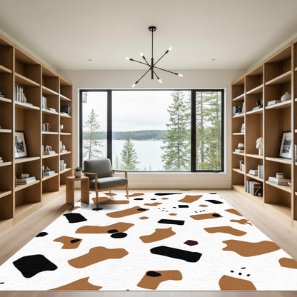 Brown Black Abstract Blob Composition Rug