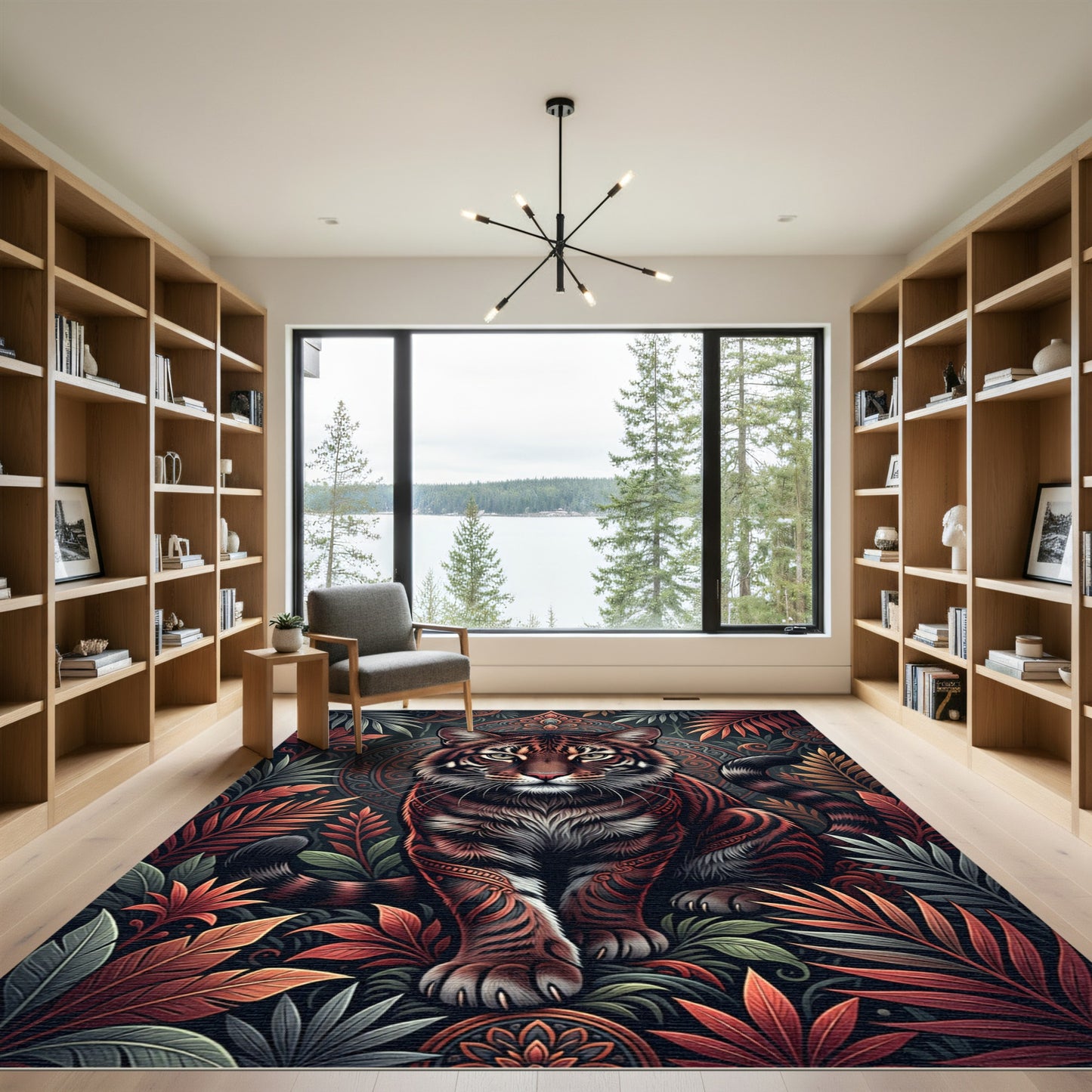 Intricate Tiger Bengal Floral Jungle Rug