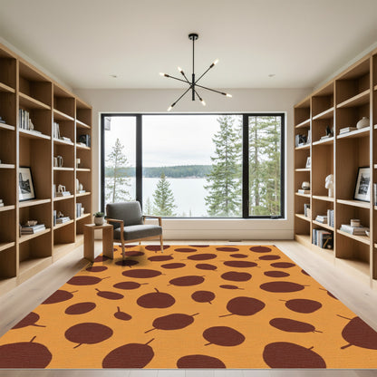 Orange Brown Spotted Organic Shapes Rug