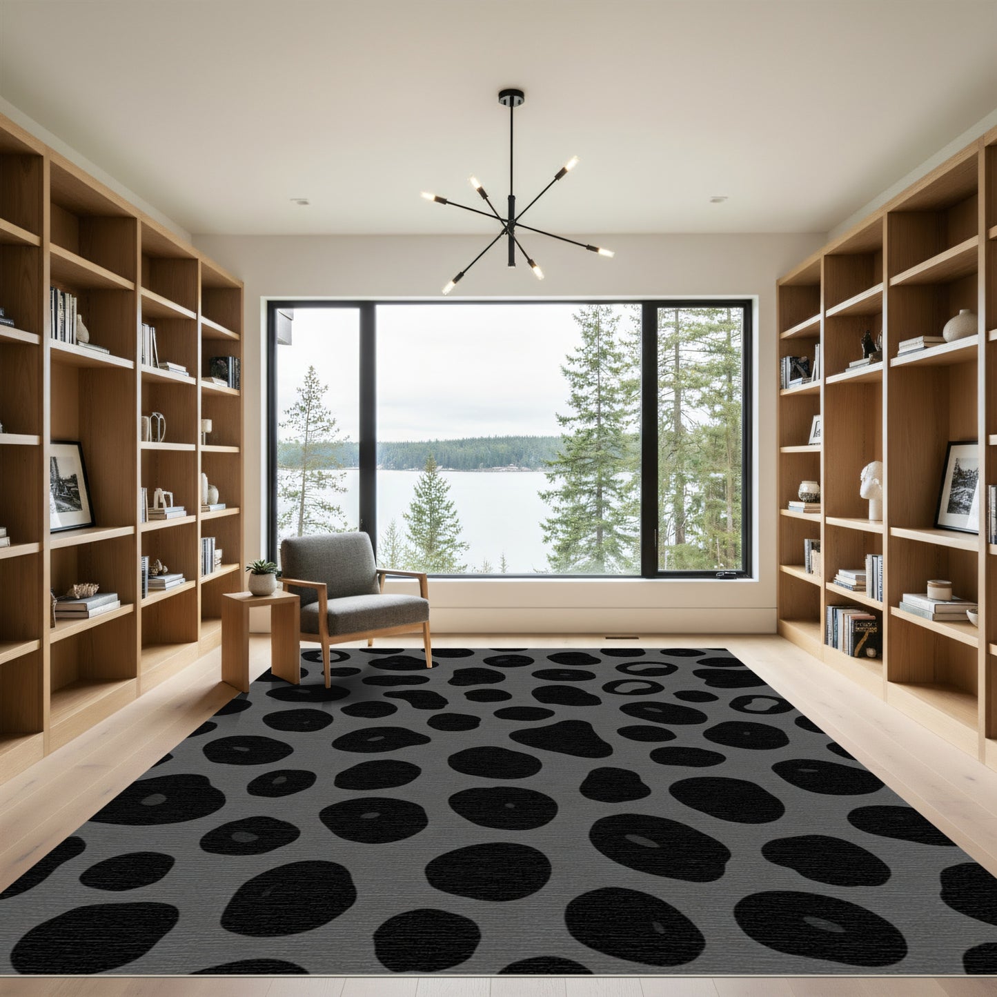 Dark Gray Organic Spots Rug