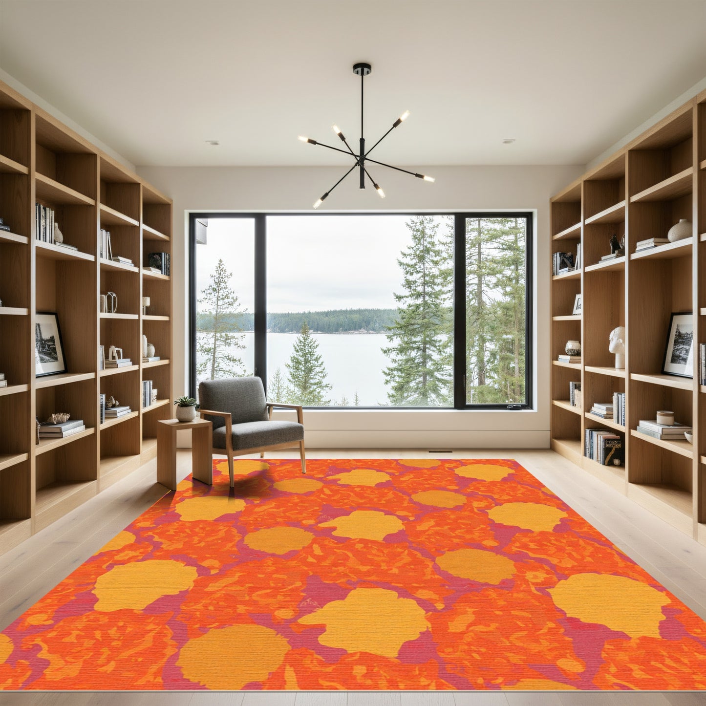 Orange Yellow Floral Burst Rug