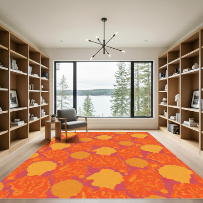 Orange Yellow Floral Burst Rug