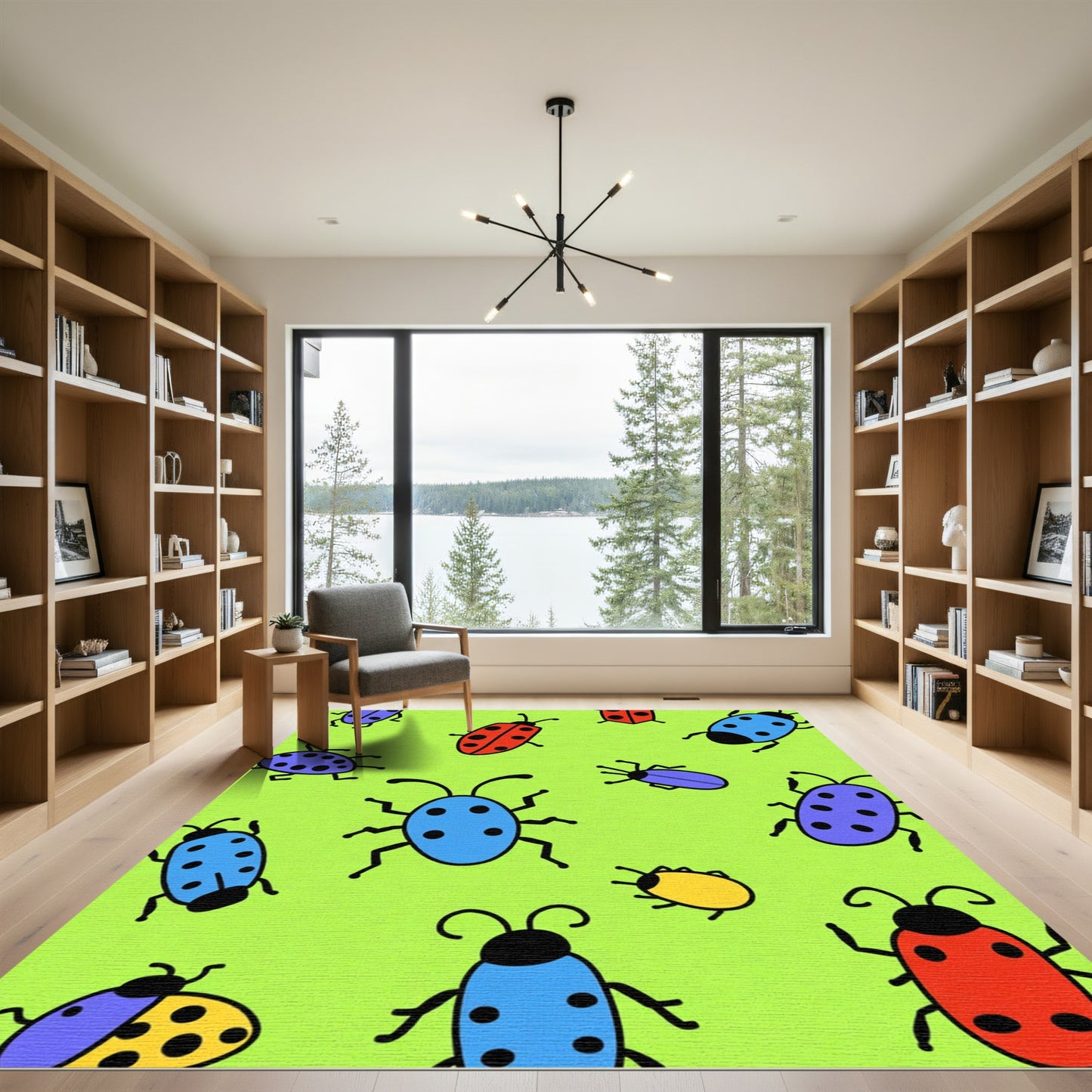 Whimsical Bug Collection Green Area Rug