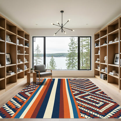 Bold Earthy Tribal Stripes Rug