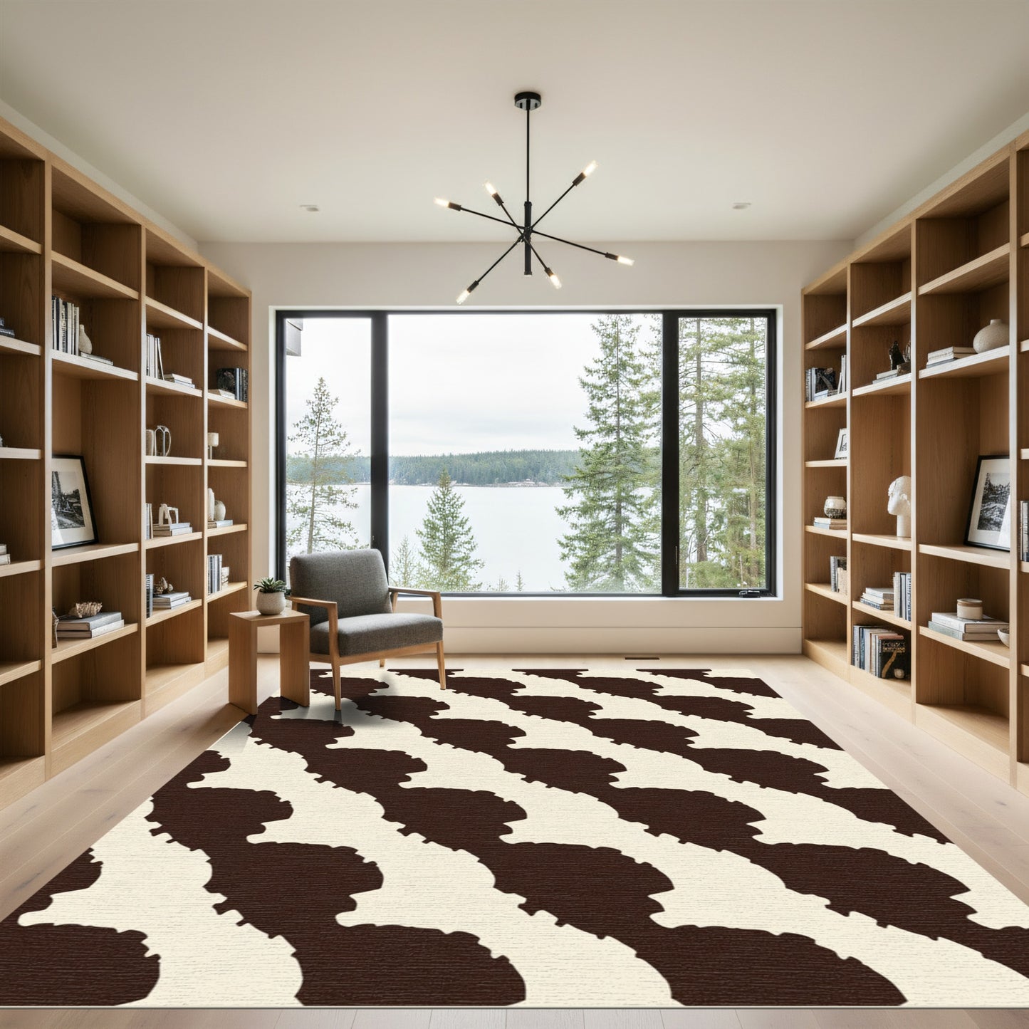 Brown and Cream Organic Wave Rug