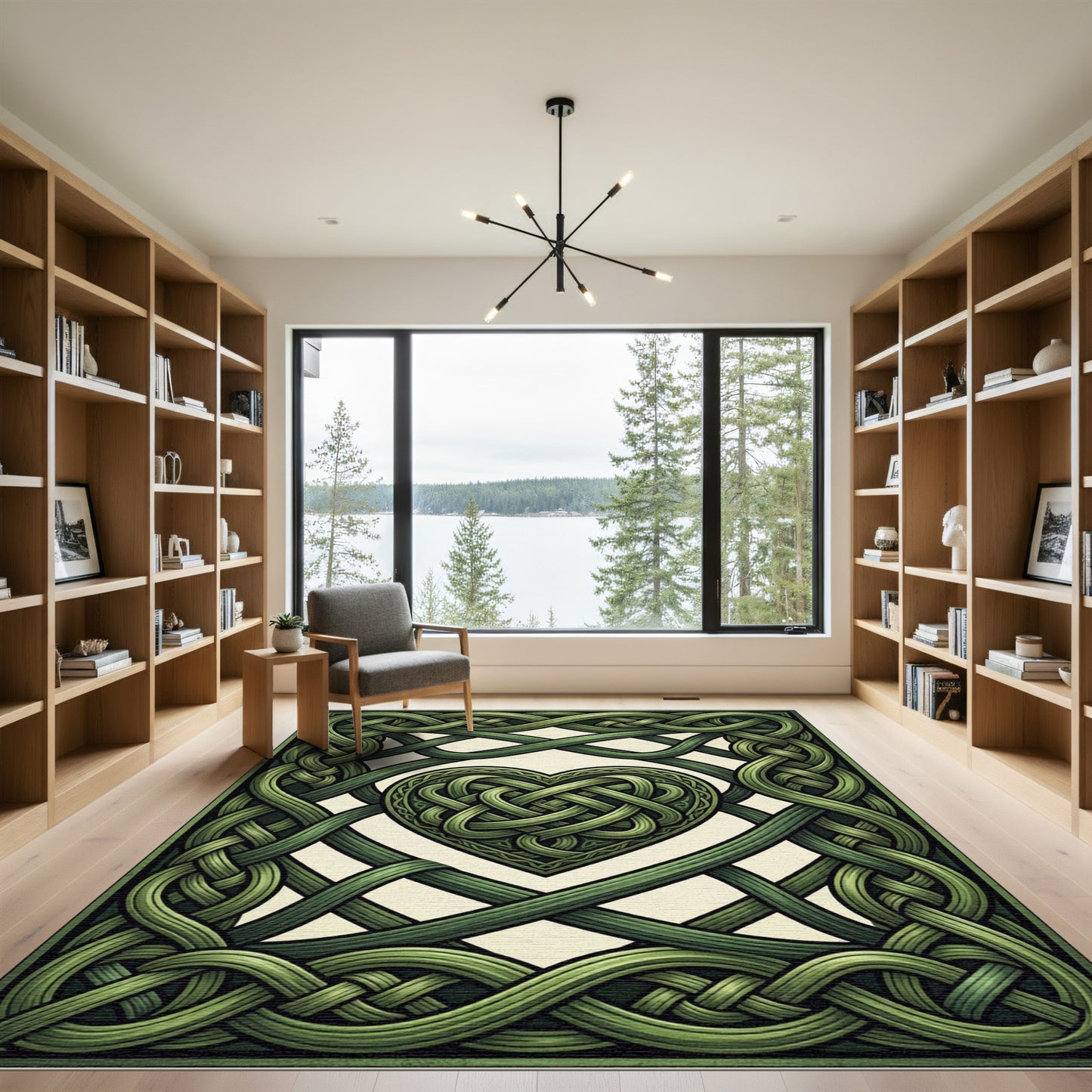 Emerald Celtic Heart Knot Weave Rug