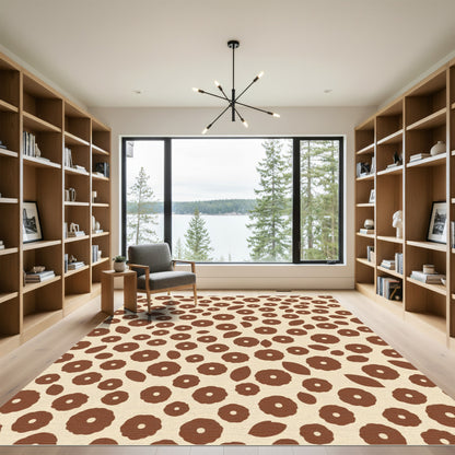 Brown Floral Scatter On Cream Rug