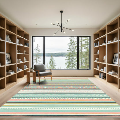 Boho Pastel Tribal Stripe Rug