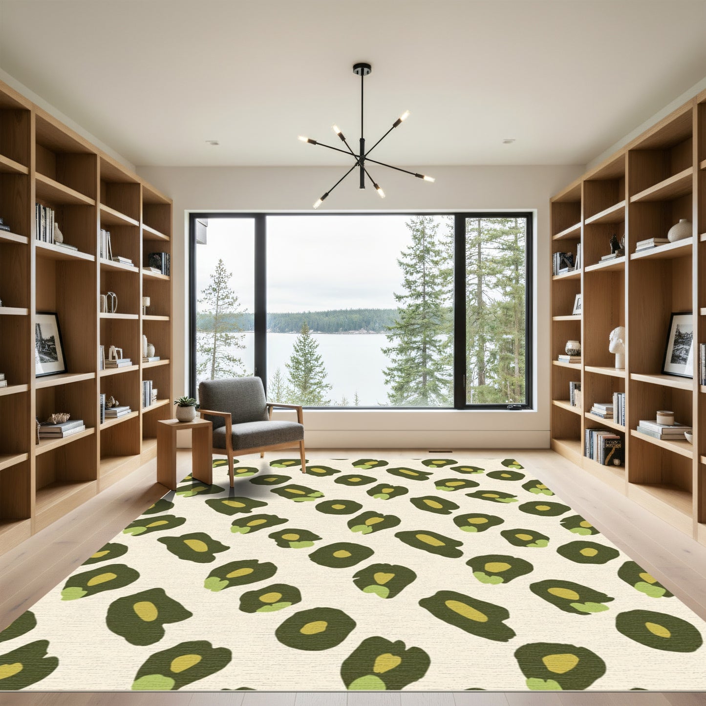 Olive Green Leopard Spot Collection Rug