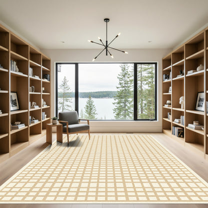 Minimalist Beige Grid Harmony Rug