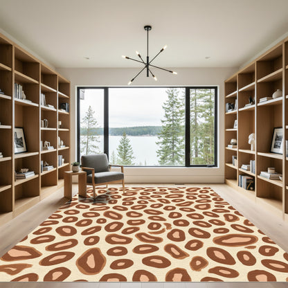 Brown Cheetah Spots Over Cream Rug